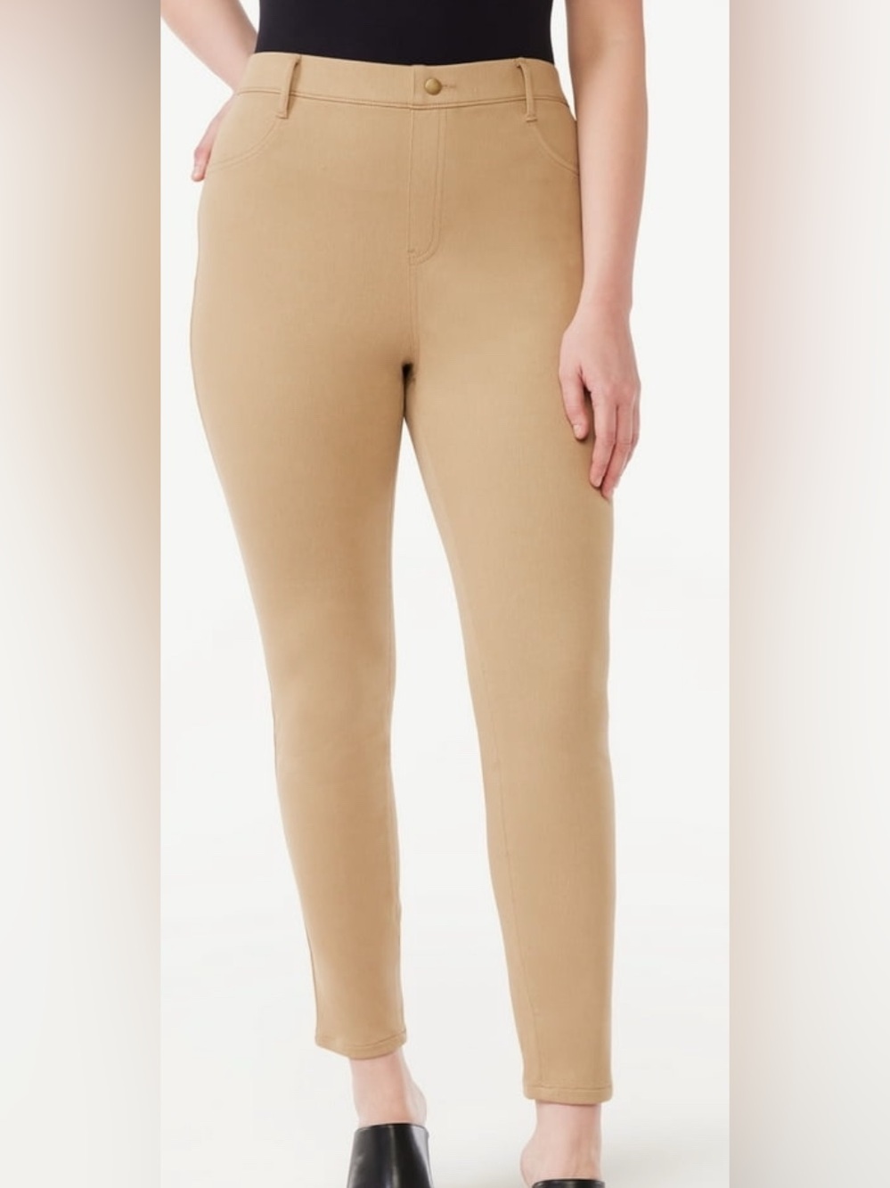 Time and Tru High Rise Skinny Jegging Pants Stretch Denim Beige XL (16-18)